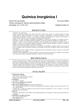 Química Inorgânica I - Universidade de Aveiro