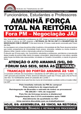AMANHÃ FORÇA TOTAL NA REITORIA