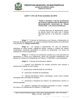 Lei Ordinária Nº 1513/2015 - Prefeitura Municipal de Mantenópolis