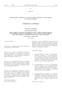 Decisão da Comissão, de 22 de Fevereiro de 2011