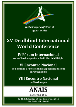 XV Deafblind International World Conference IV Fórum Internacional