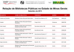 Relação de Bibliotecas Públicas no Estado de Minas Gerais