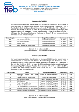 Lista de Convocação 074/2013, 075/2013 e 076/2013.
