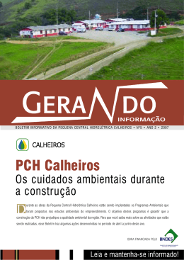 Clique aqui para visualizar o Boletim Informativo das PCH Calheiros