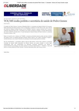 TCE/MS multa prefeito e secretária de saúde de Pedro Gomes