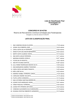 Lista de Classificação Final Homologada CA 31/07/2014