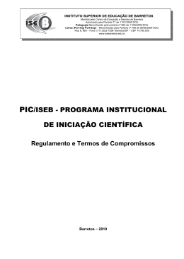 pic/iseb - programa institucional de iniciação científica