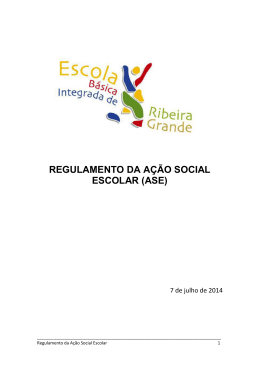 REGULAMENTO DA AÇÃO SOCIAL ESCOLAR (ASE)