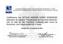 Certificamos que ARTHUR WAGNER GOMES RODRIGUES
