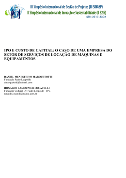 IPO E CUSTO DE CAPITAL: O CASO DE UMA EMPRESA