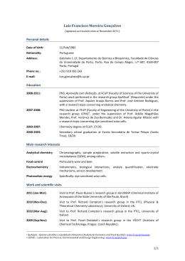 Curriculum Vitae of the Winner of the Young Researcher Prize 2011