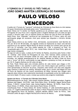 PAULO VELOSO VENCEDOR - Federação Portuguesa de Bilhar