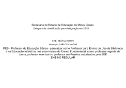 Secretaria de Estado de Educação de Minas Gerais PEB