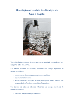 Orientação ao Usuário dos Serviços de Água e Esgoto: