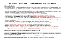 Instruções sobre Cart. FAI - Comissão de Aerodesporto Brasileira