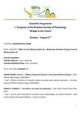 Scientific Programme L Congress of the Brazilian Society of