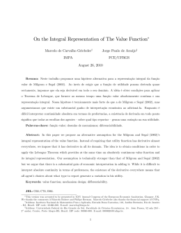 On the Integral Representation of The Value Function"