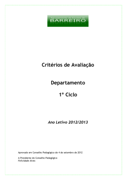 Critérios de Avaliação Departamento 1º Ciclo Ano Letivo 2012/2013