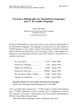 Towards a bibliography for Mozambican languages, part 1: the