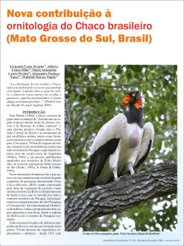 Nova contribuição à ornitologia do Chaco brasileiro (Mato Grosso