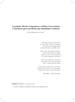 Lusofonia, Direitos Linguísticos e Política Universitária Contributos