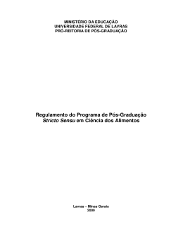 Regulamento do Programa de Pós-Graduação Stricto - PRPG