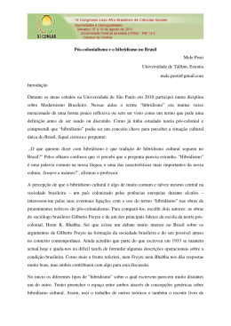 Pós-colonialismo e o hibridismo no Brasil Mele Pesti Universidade