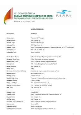 Lista de Participantes Participante Instituição