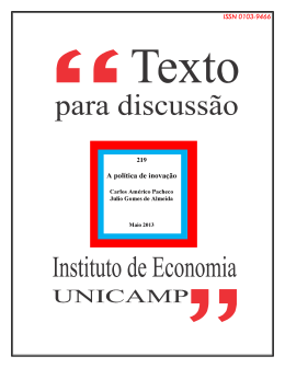 A política de inovação - Instituto de Economia