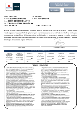 Certificado de Garantia Motocicleta Suzuki