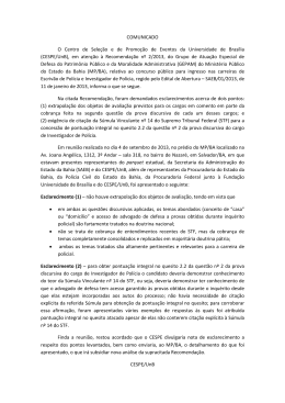 Comunicado - CESPE / UnB - Universidade de Brasília