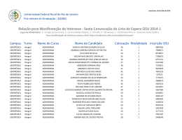 Sexta Convocação da Lista de Espera SiSU 2014-1