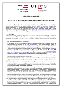 Edital PROGRAD 01/2014 - Universidade Federal de Minas Gerais