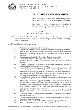 Lei 085/2001 - Secretaria Municipal dos Transportes e Terminais