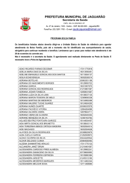 Beneficiários Bolsa Família - Prefeitura Municipal de Jaguarão