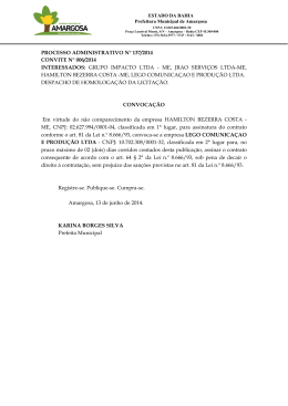 PROCESSO ADMINISTRATIVO N° 137/2014 CONVITE N° 006