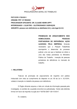 Processo PGT/CCR/nº 11783/2011 - Ministério Público do Trabalho