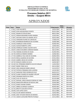 Lista de candidatos aprovados - Direito - Guajará-Mirim