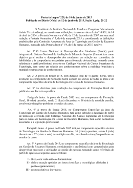 Portaria Inep nº 229, de 10 de junho de 2015 Publicada no Diário