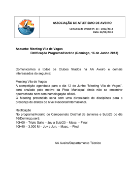 Comunicado Oficial Nº. 23 Meeting Vila de Vagos