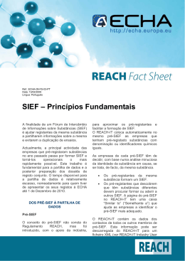 SIEF – Princípios Fundamentais - ECHA