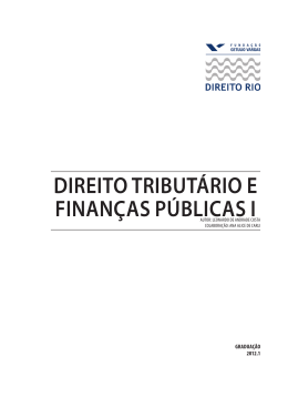 DIREITO TRIBUTÁRIO E FINANÇAS PÚBLICAS I