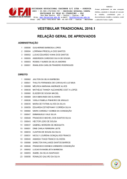RESULTADO GERAL OFICIAL VESTIBULAR TRADICIONAL FAI 2016