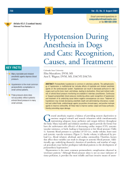 Hypotension During Anesthesia in Dogs and Cats