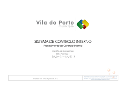 Gestão de Existências - Câmara Municipal de Vila do Porto