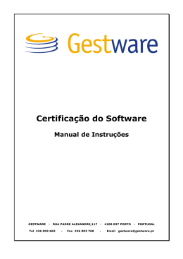 Manual de Instruções - Certificação do Software