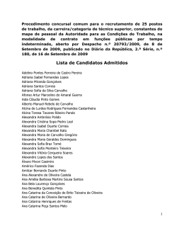 Lista de Candidatos Admitidos - Autoridade para as Condições do