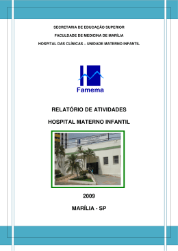 RELATÓRIO DE ATIVIDADES HOSPITAL MATERNO INFANTIL