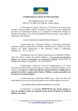 recomendação nº 01/2009 - Ministério Público do Estado do Tocantins