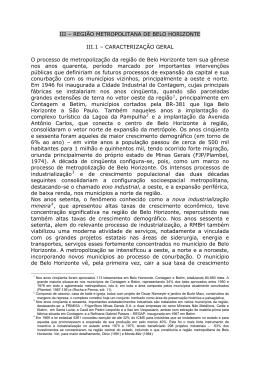 III – REGIÃO METROPOLITANA DE BELO HORIZONTE III.1